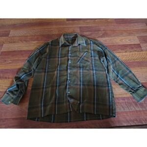 Mens Green Plaid XXL Button Up